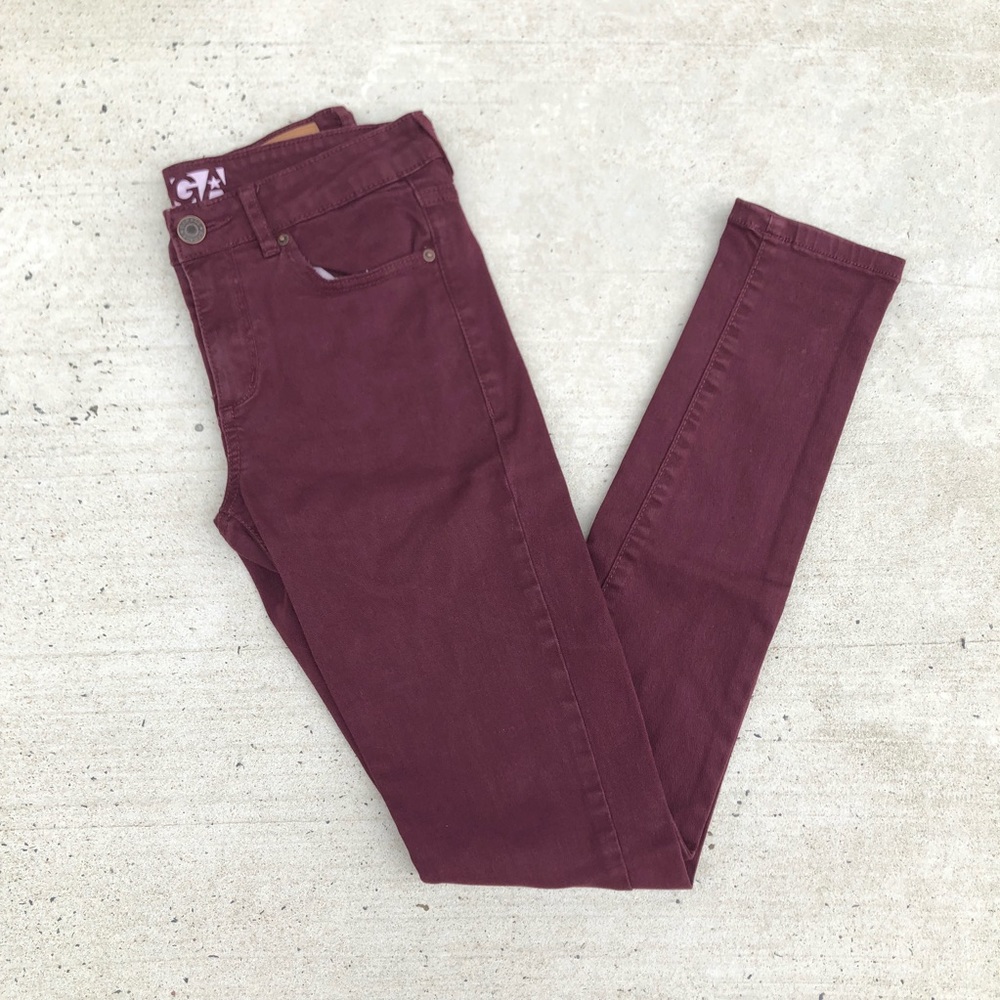 Size 1 High Waisted Maroon Jeggings